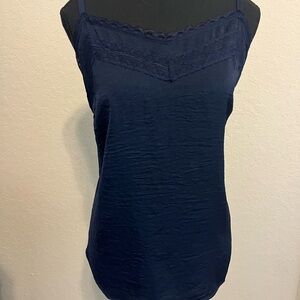 CAbi Blue Ribbed Fitted Camisole Top
